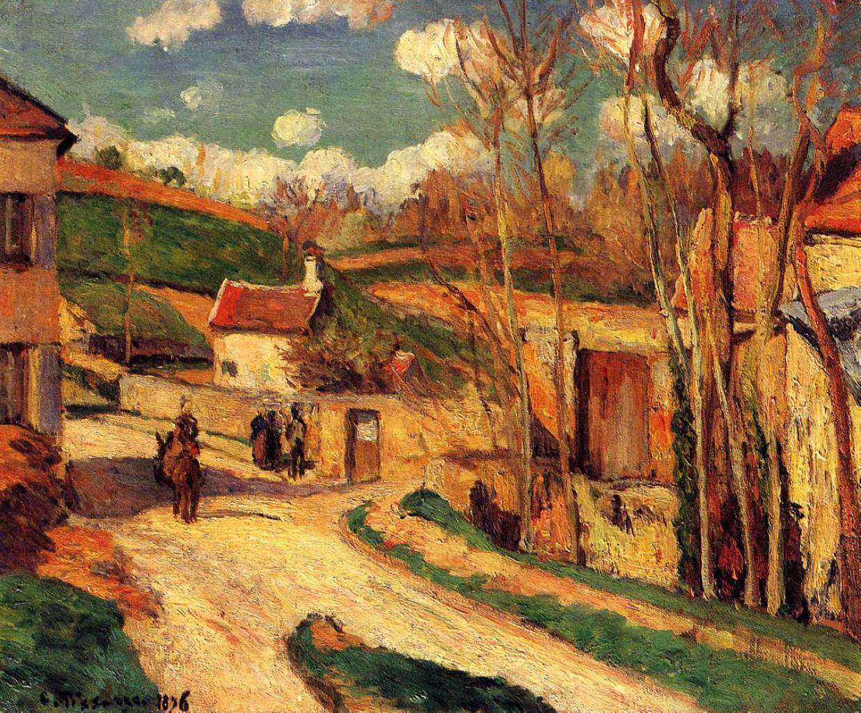 Crossroads at l'Hermitage, Pontoise - Camille Pissarro