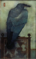 Crow On Screen by Jan Mankes — bird oil painting wall art, Symbolism
