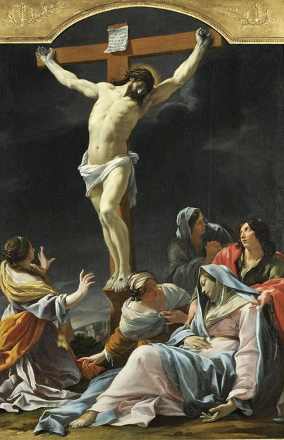Crucifixion in modern living room
