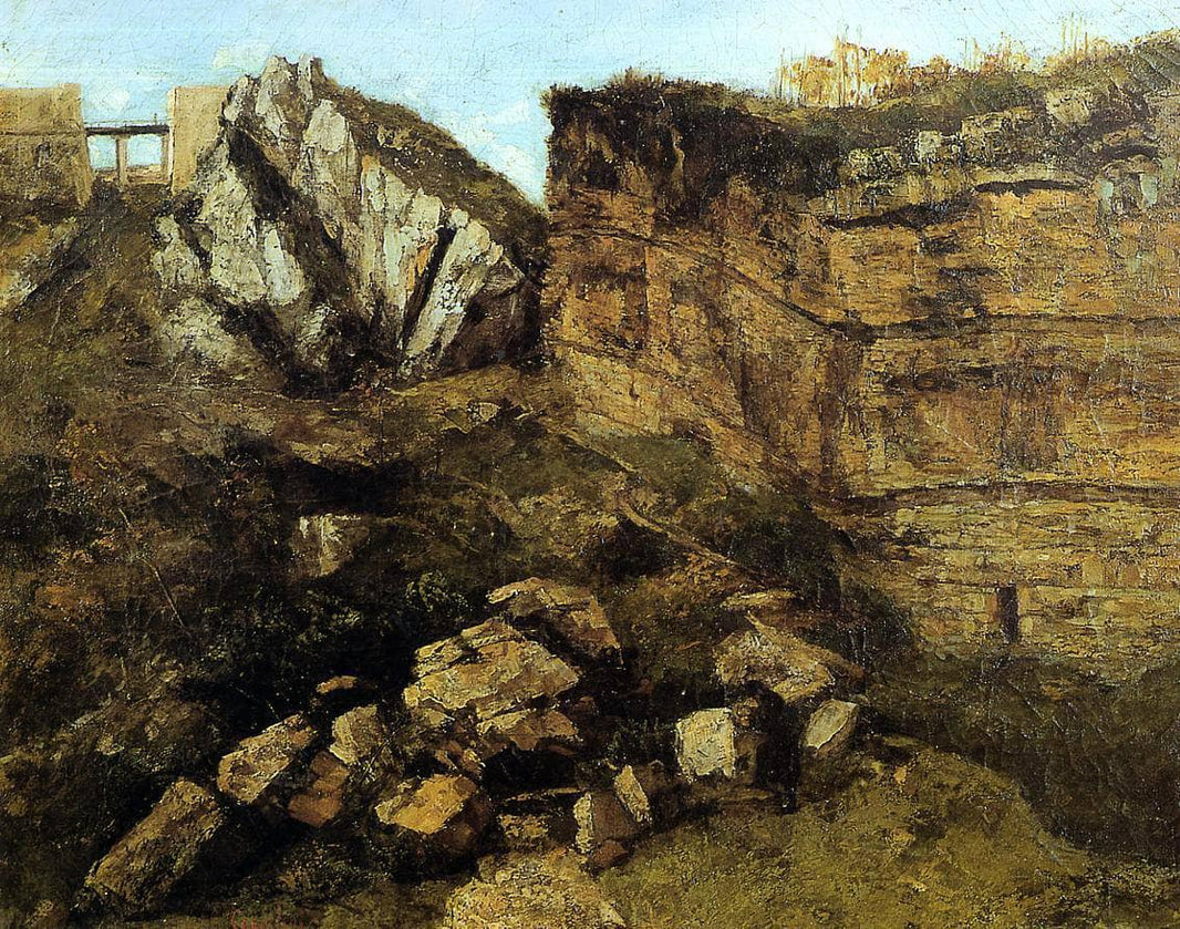 Crumbling Rocks by Gustave Courbet — hand-painted landscape oil painting reproduction on canvas