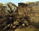Crumbling Rocks by Gustave Courbet — rock oil painting wall art, Realism