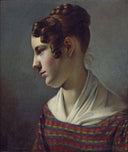 Portrait of a girl by Theodor Leopold Weller — female oil painting wall art, Romanticism