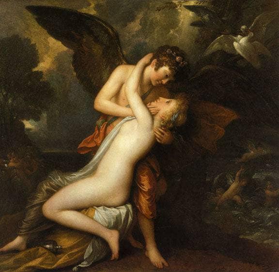 Cupid and Psyche by Benjamin West — hand-painted cultural oil painting reproduction on canvas