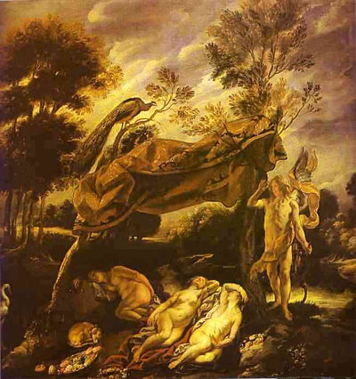 Cupid and Sleeping Nymphs in kitchen