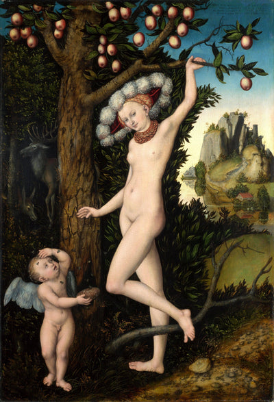 Cupid complaining to Venus. in hallway