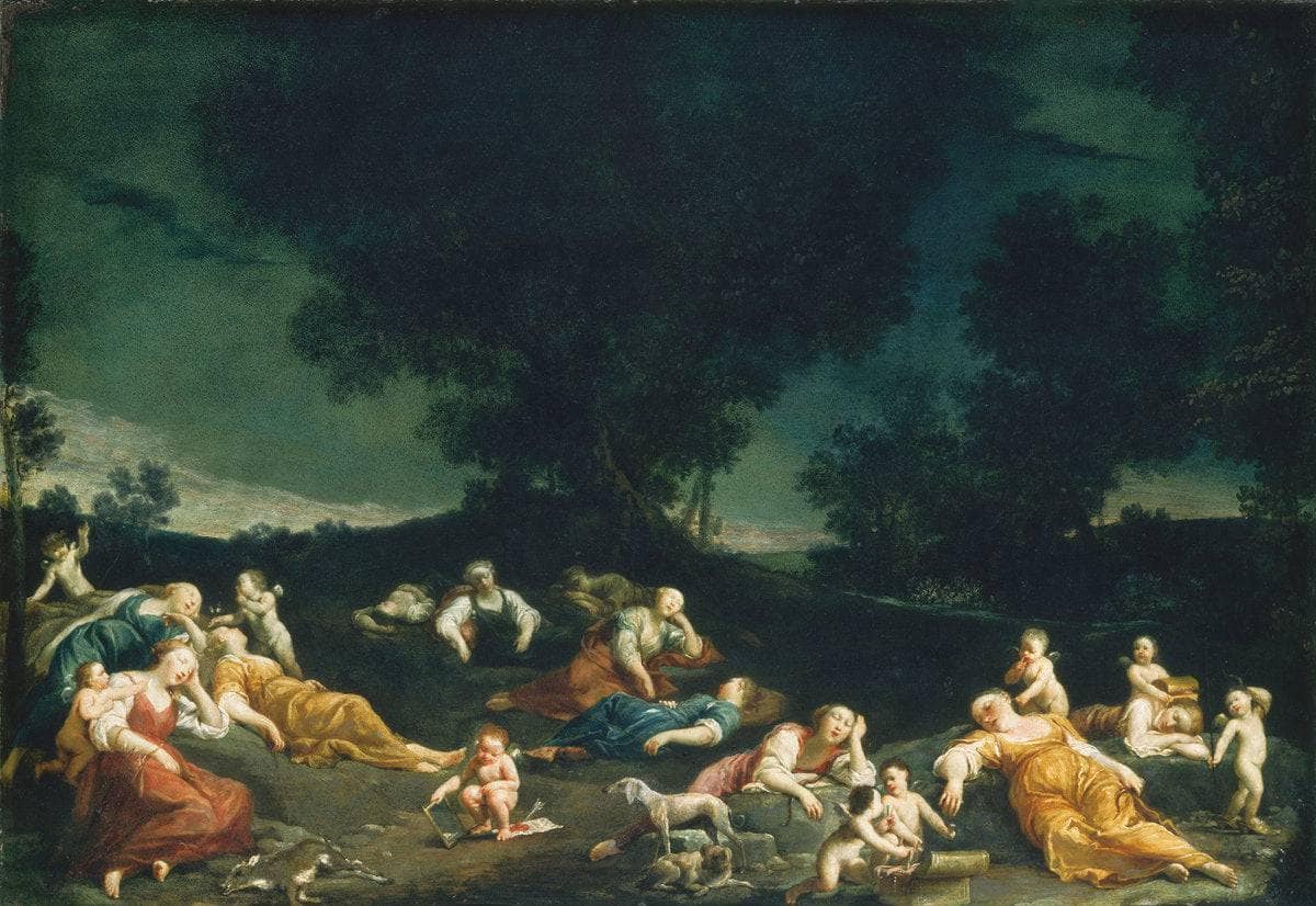 Nymphs Disarming Sleeping Cupids