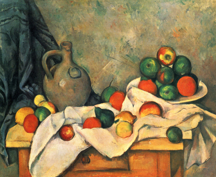 Curtain, Jug and Fruit - Paul Cezanne