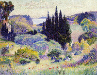 Cypress, April by Henri-Edmond Cross — hand-painted botanical oil painting reproduction on canvas