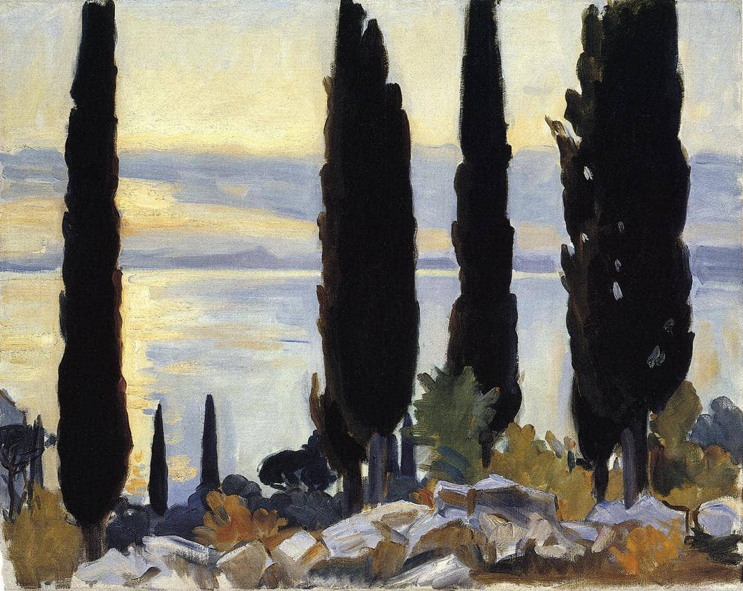 Cypress Trees at San Vigilio by John Singer Sargent — hand-painted botanical oil painting reproduction on canvas