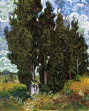 Cypresses with Two Women by Vincent van Gogh — hand-painted botanical oil painting reproduction on canvas