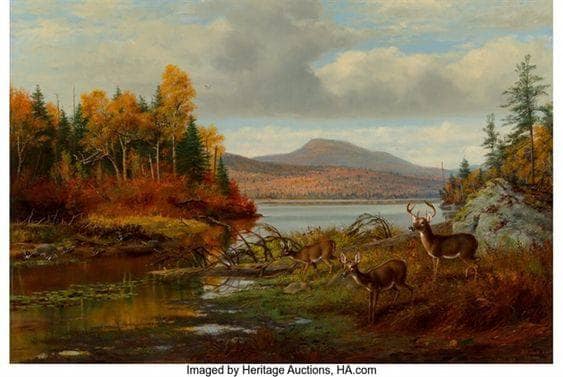 Late Autumn Long Lake Adirondacks by Arthur Fitzwilliam Tait — hand-painted landscape oil painting reproduction on canvas