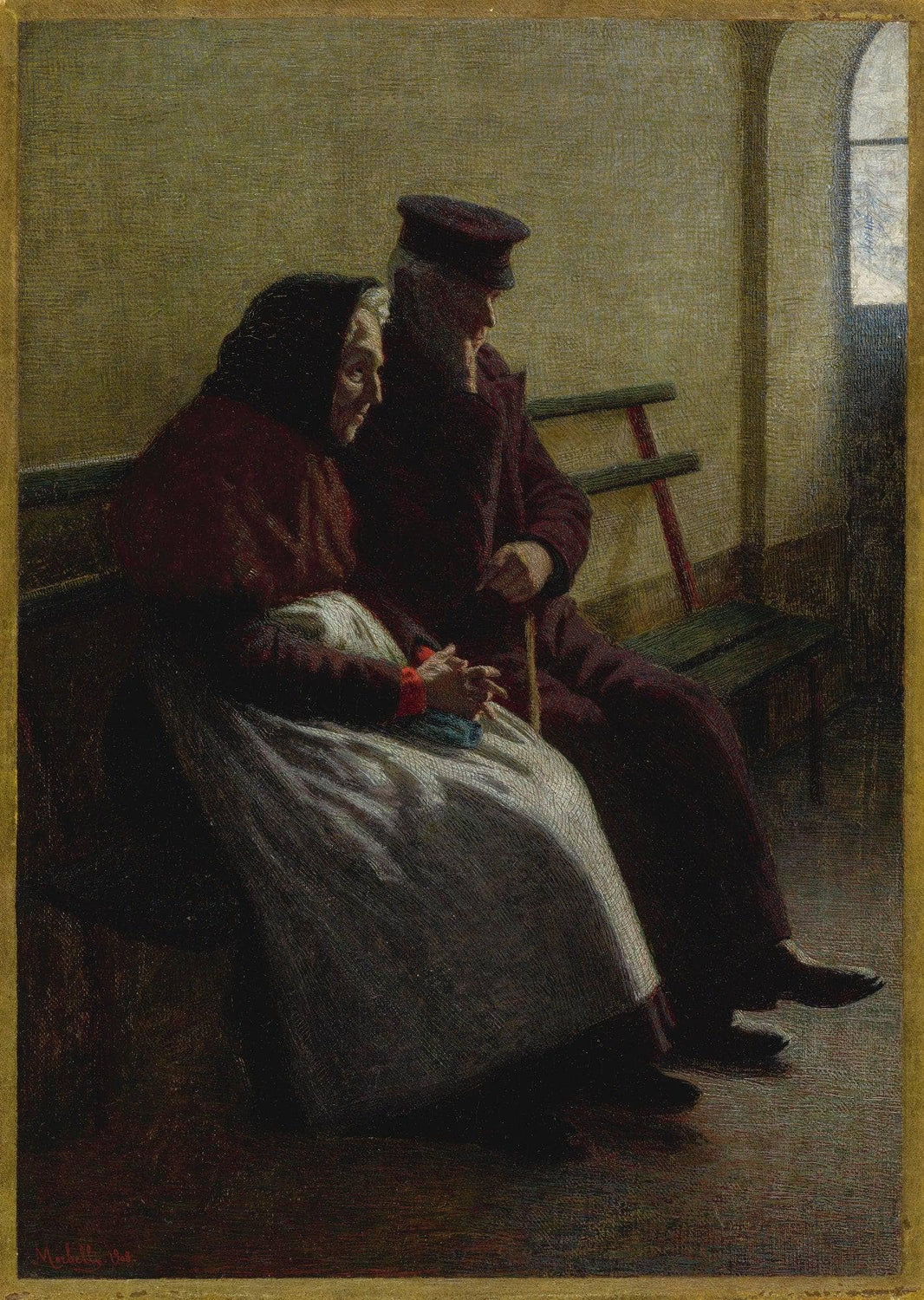 Old times by Angelo Morbelli — hand-painted portrait oil painting reproduction on canvas