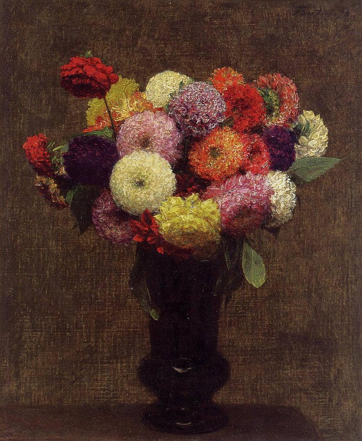 Dahlias by Henri Fantin-Latour — hand-painted botanical oil painting reproduction on canvas