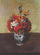 Dahlias In A Delft Vase in entryway