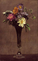 Daisies and Dahlias by Henri Fantin-Latour — hand-painted botanical oil painting reproduction on canvas