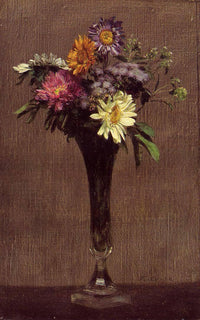 Daisies and Dahlias by Henri Fantin-Latour — hand-painted botanical oil painting reproduction on canvas