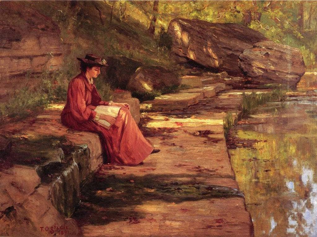 Daisy by the River by T. C. Steele — hand-painted botanical oil painting reproduction on canvas