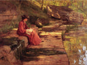 Daisy by the River by T. C. Steele — seascapes oil painting wall art, Impressionism
