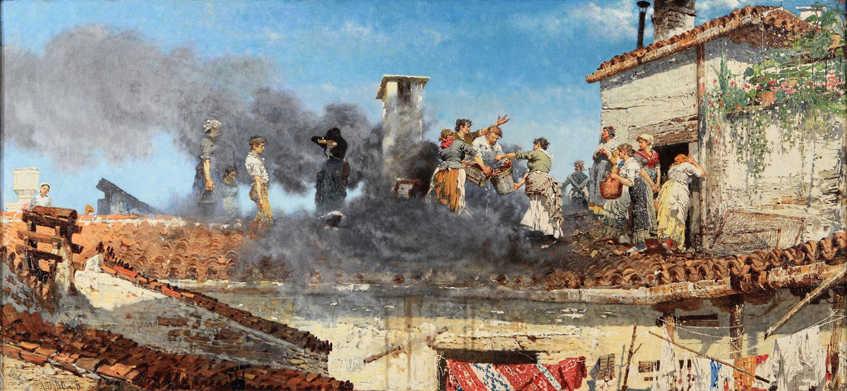 Fire at the chimney