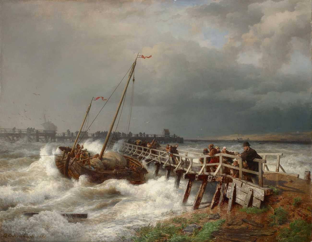 Damage to the old pier - Andreas Achenbach