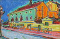Dance Hall Bellevue [obverse] by Ernst Ludwig Kirchner — hand-painted architectural oil painting reproduction on canvas