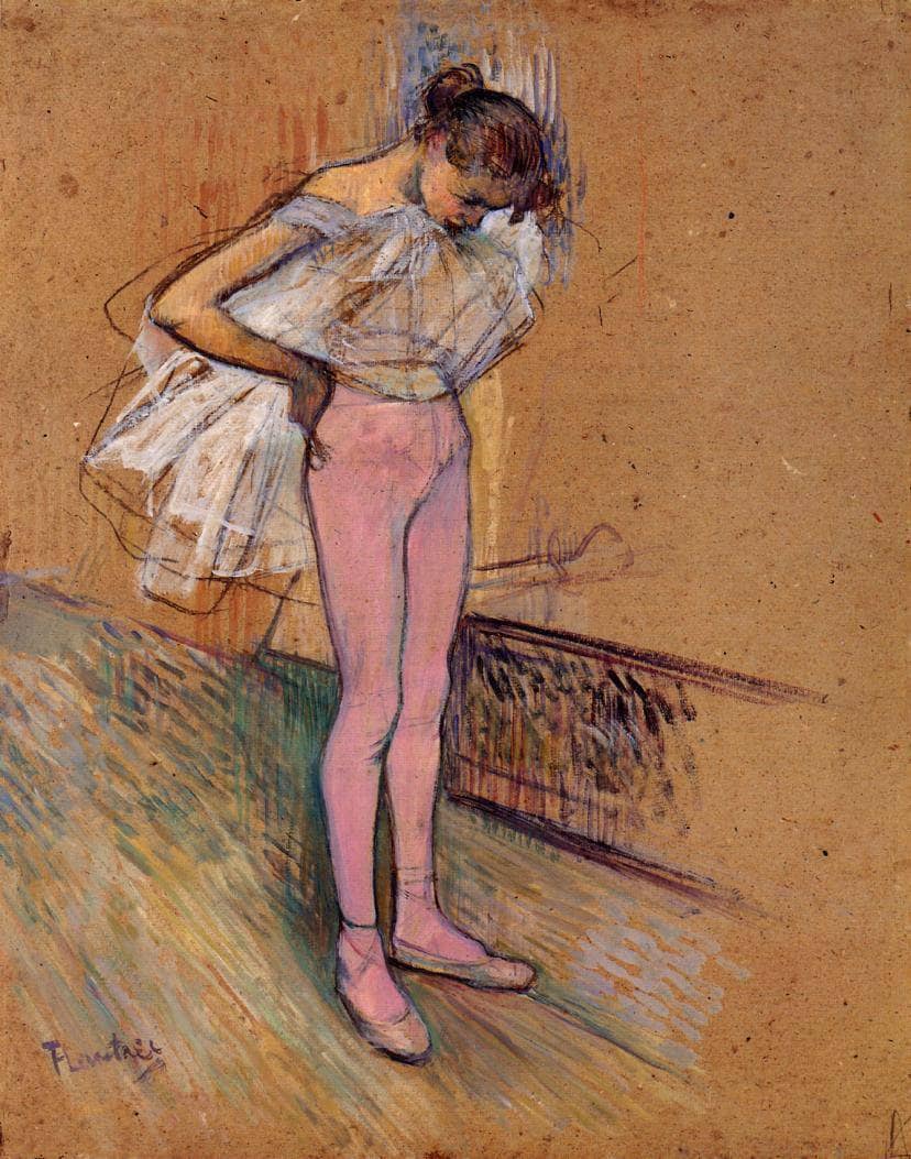 Dancer Adjusting Her Tights by Henri de Toulouse-Lautrec — hand-painted portrait oil painting reproduction on canvas