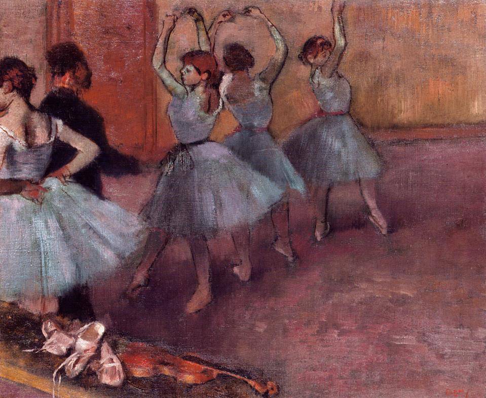 Dancers in Light Blue (Rehearsing in the Dance Studio) - Edgar Degas