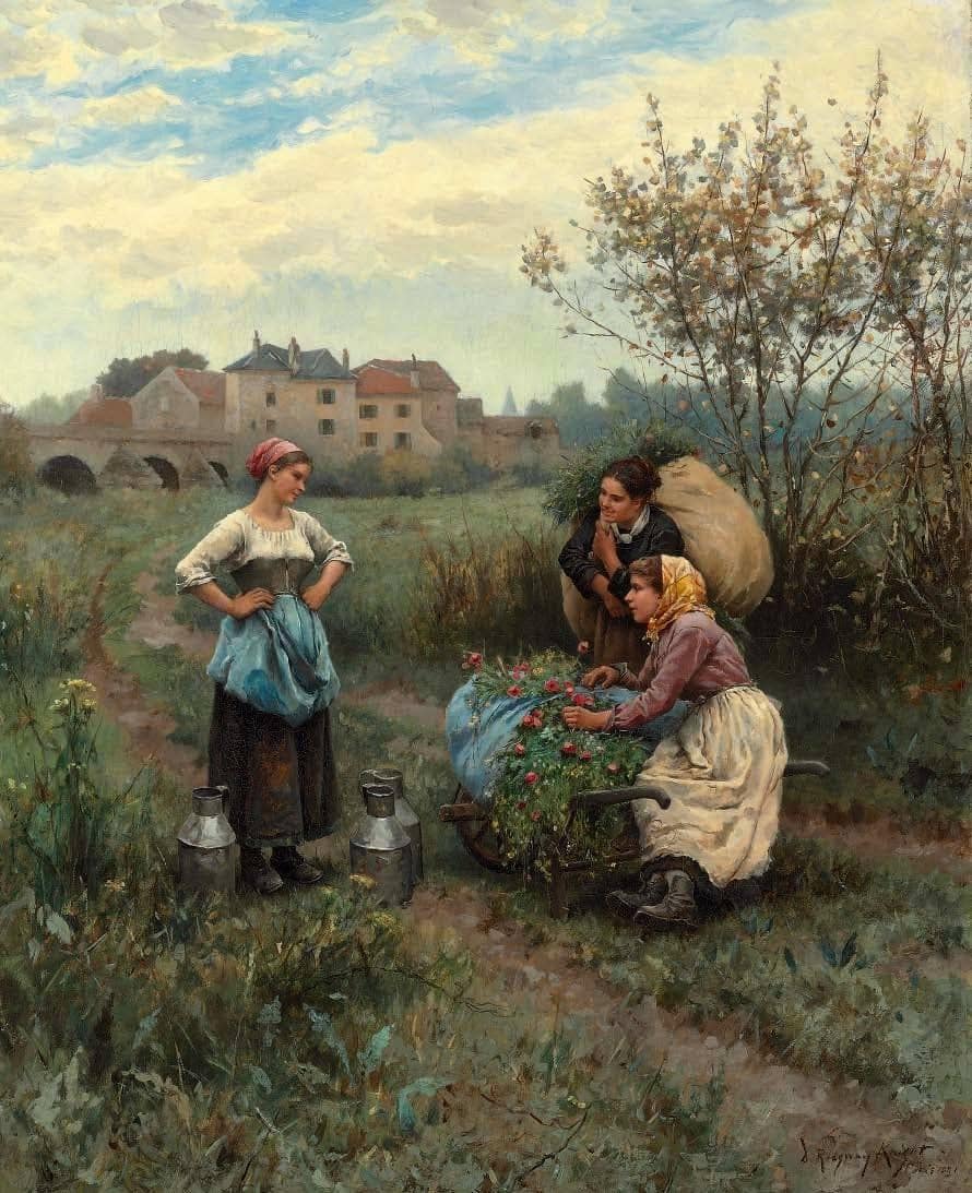 Three women in a landscape