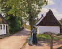 Dänische Dorfstraße Mit Bäuerin Und Milchmann by Hans Andersen Brendekilde — rural oil painting wall art, Realism