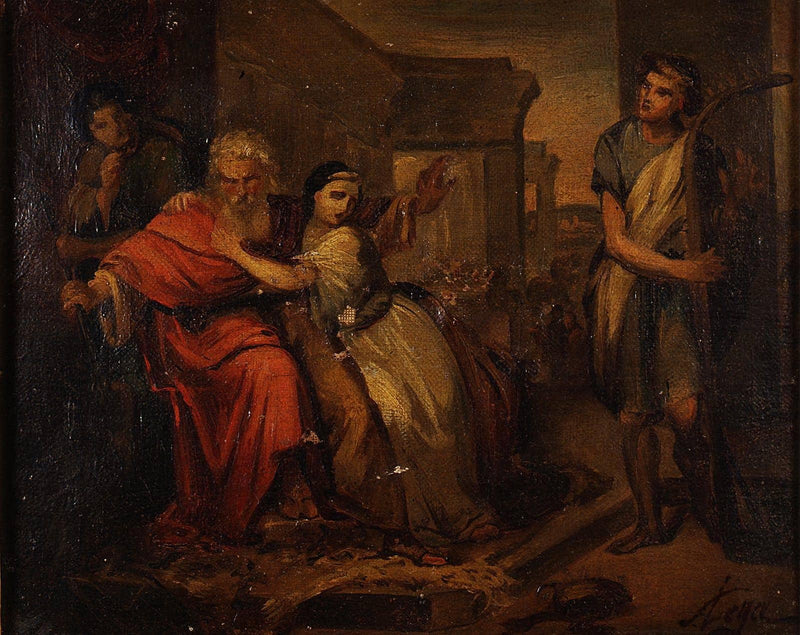 David calming Saul's fury with the harp (Preparatory sketch) on gallery wrap