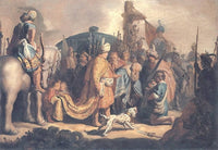 David Offering the Head of Goliath to King Saul by Rembrandt — hand-painted cultural oil painting reproduction on canvas