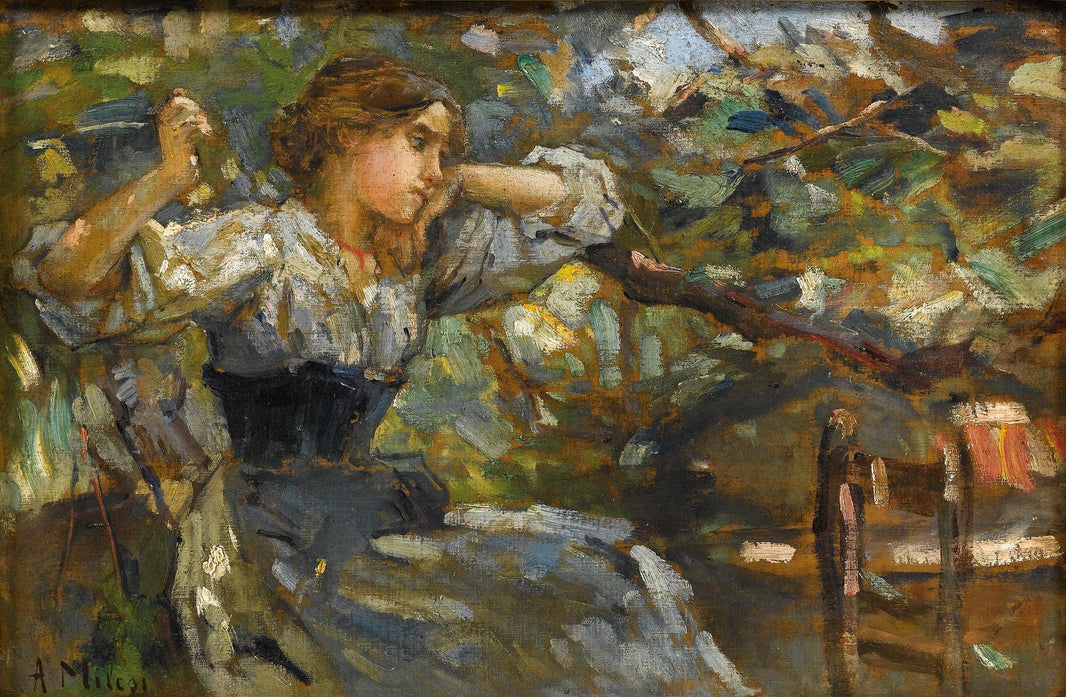Daydreaming by Alessandro Milesi — hand-painted impressionism oil painting reproduction on canvas