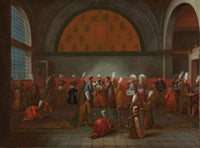 The meal offered to Ambassador Cornelis Calkoen by the Grand Vizier on behalf of Sultan Ahmed III, 14 September 1727 by Jean Baptiste Vanmour — hand-painted cultural oil painting reproduction on canvas