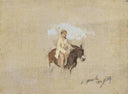 Riding the donkey by Giuseppe de Nittis — hand-painted portrait oil painting reproduction on canvas