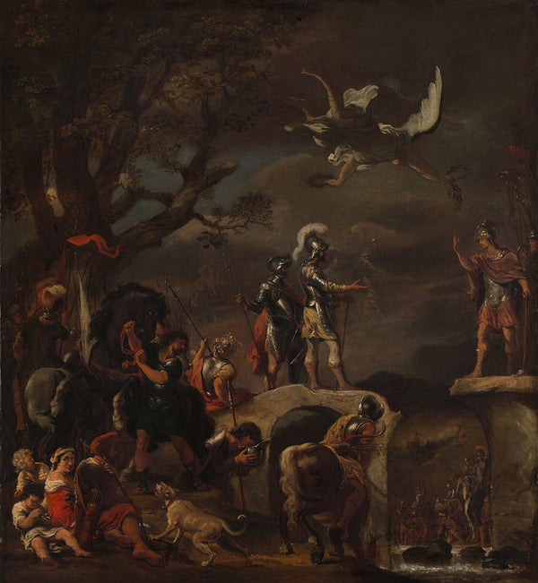 De Vredesonderhandelingen Tussen Claudius Civilis En Quintus Petillius Cerealis Op De Afgebroken Brug