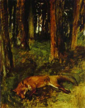 Dead fox lying in the Undergrowth - Edgar Degas