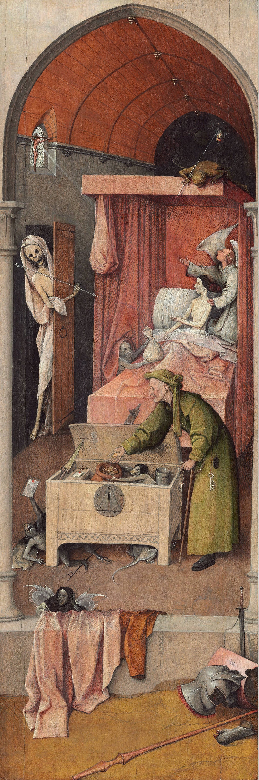 Death and the Miser by Hieronymus Bosch, hand-painted cultural oil painting reproduction on canvas