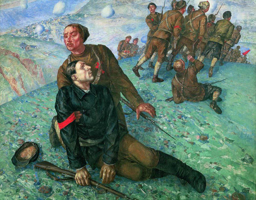 Death of Commissar by Kuzma Petrov-Vodkin — hand-painted portrait oil painting reproduction on canvas