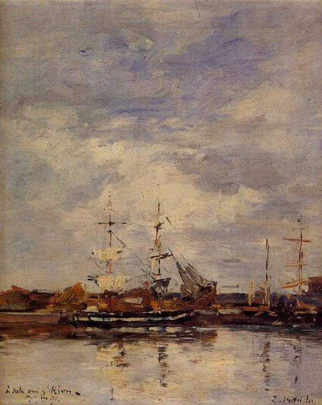 Deauville Harbor by Eugene Boudin — hand-painted nautical oil painting reproduction on canvas