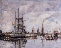 Deauville, Norwegian Three-Master Leaving Port by Eugene Boudin — hand-painted nautical oil painting reproduction on canvas