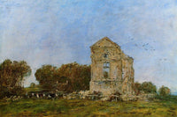 Deauville, Ruins of the Chateau de Lassay by Eugene Boudin — hand-painted architectural oil painting reproduction on canvas