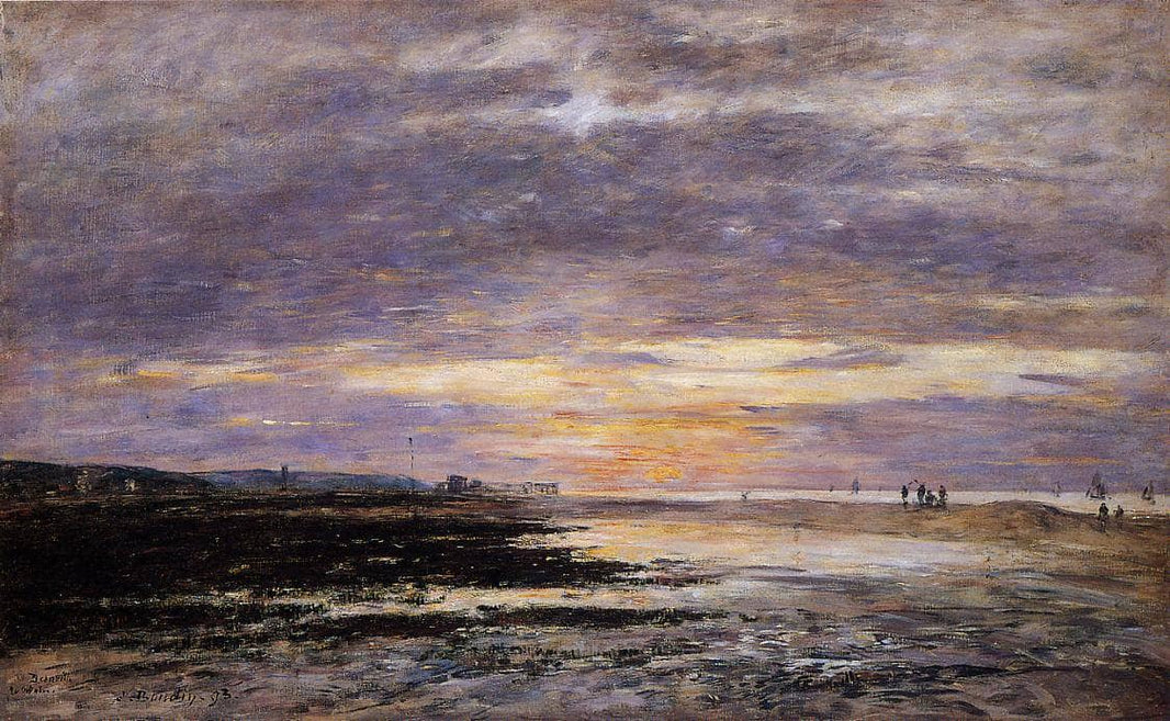 Deauville, Sunset on the Beach by Eugene Boudin — hand-painted landscape oil painting reproduction on canvas