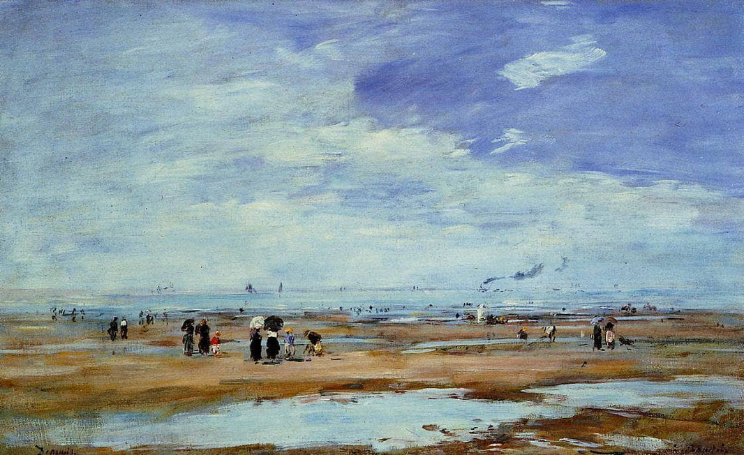 Deauville, the Beach, Low Tide by Eugene Boudin — hand-painted eco oil painting reproduction on canvas