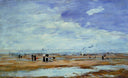 Deauville, the Beach, Low Tide by Eugene Boudin — vintage oil painting wall art, Impressionism