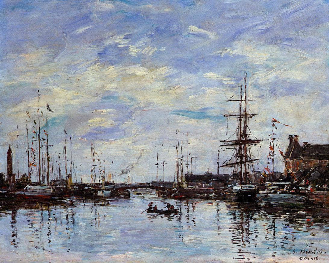 Deauville, the Dock by Eugene Boudin — hand-painted nautical oil painting reproduction on canvas