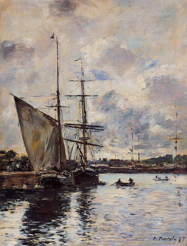 Deauville, the Harbor by Eugene Boudin — hand-painted nautical oil painting reproduction on canvas