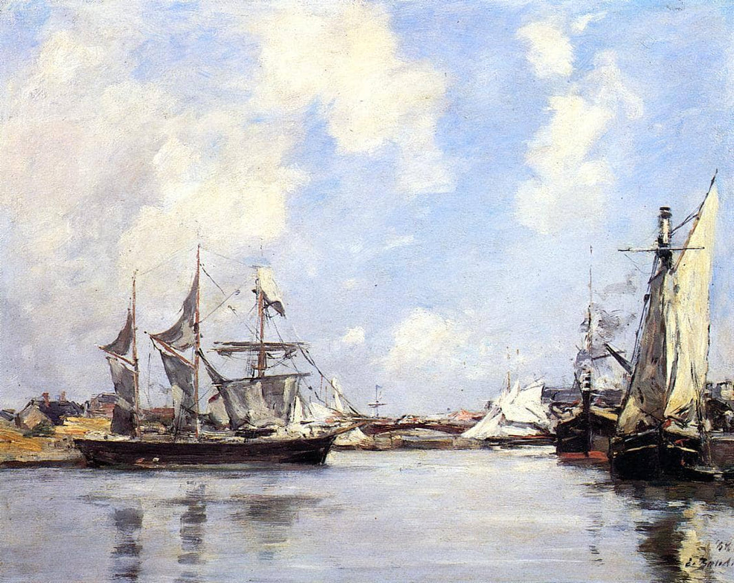 Deauville, the Port by Eugene Boudin — hand-painted nautical oil painting reproduction on canvas