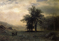 Deer in a Landscape by Albert Bierstadt — hand-painted animal oil painting reproduction on canvas