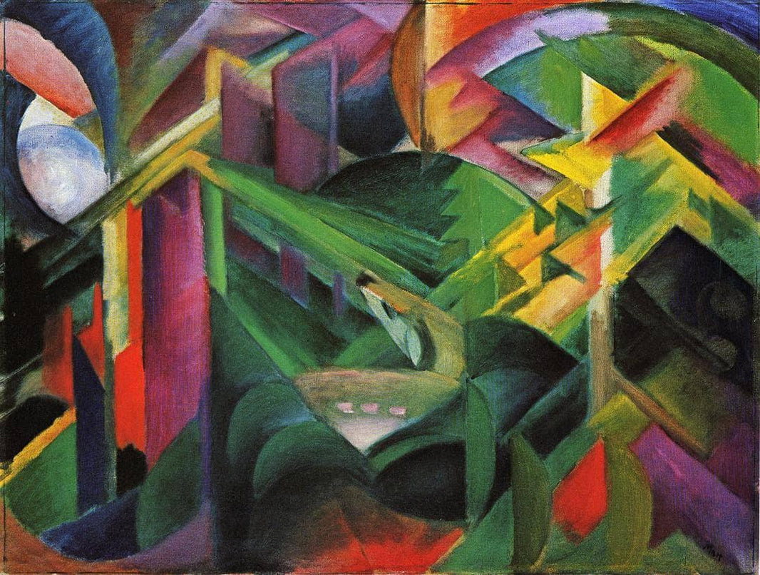 Deer in a Monastery Garden by Franz Marc — hand-painted abstract oil painting reproduction on canvas
