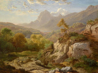 Deer in a wide mountain by Albert Zimmermann — hand-painted landscape oil painting reproduction on canvas